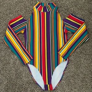 Vintage Striped Bodysuit Size Large